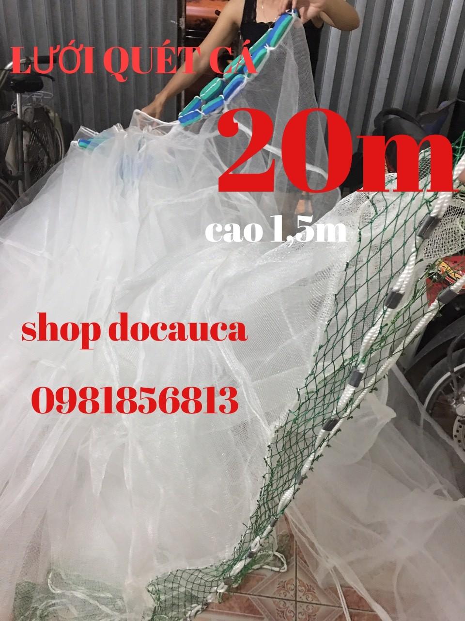 Lưới vét cá - Lưới kéo cá - Lưới quét cá ao hồ dài 20m cao 1m5 túi 4m (hàng đặt theo yêu cầu) big sale
