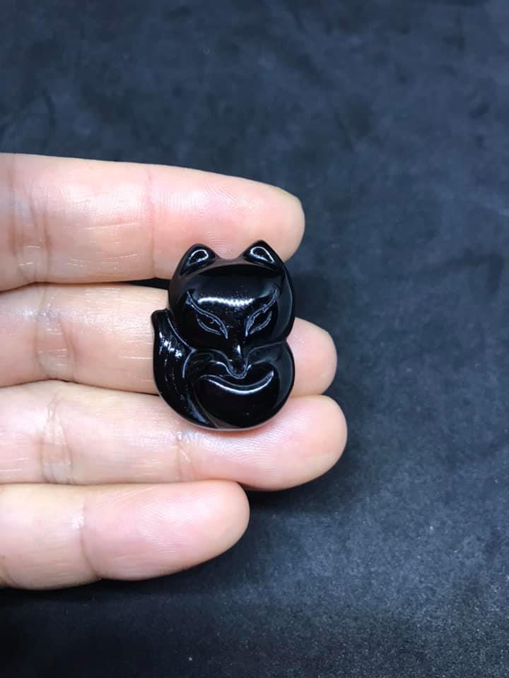 MẶT DÂY CHUYỀN HỒ LY ĐÁ THẠCH ANH ĐEN - TẶNG KÈM DÂY ĐEO