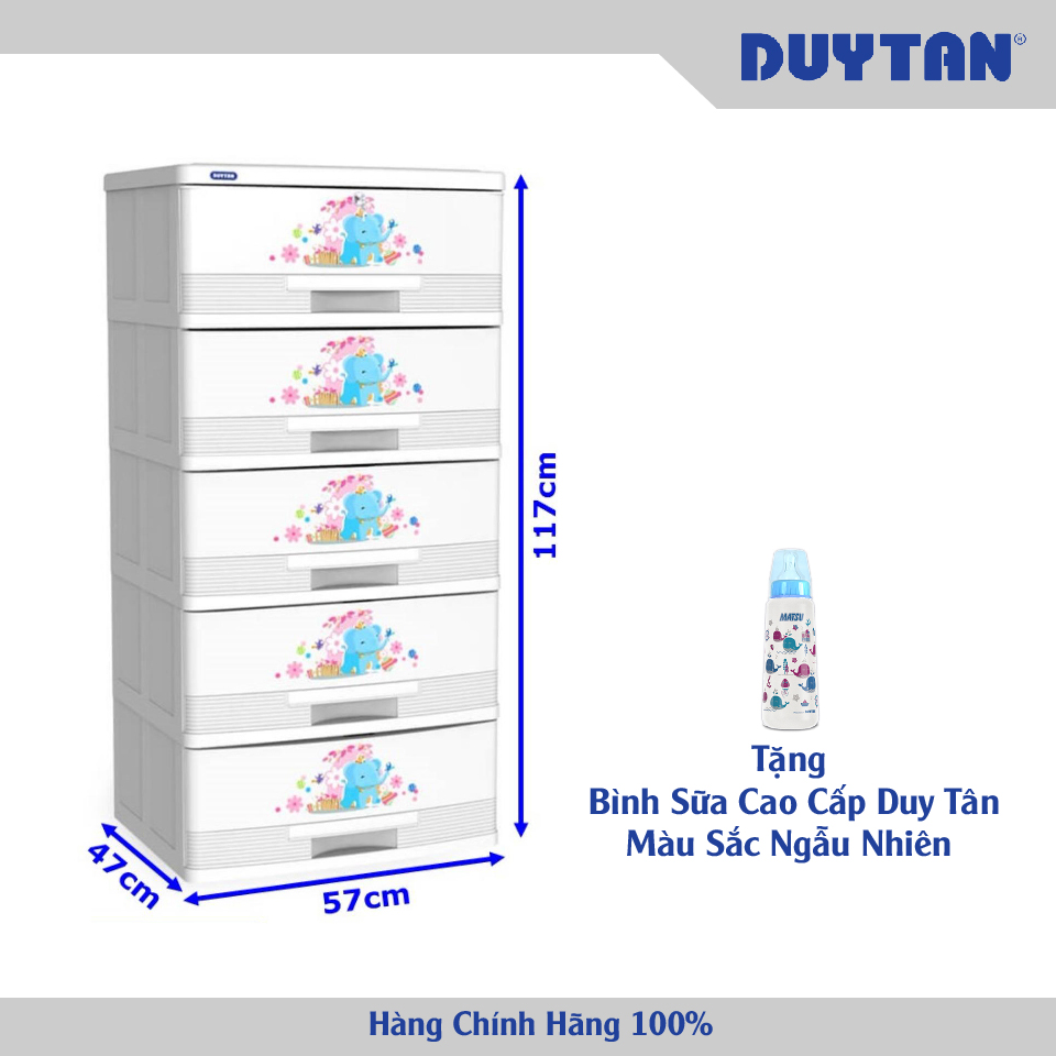 [CÓ SẴN] - [GIAO SIÊU TỐC] - [ĐÃ LẮP RÁP HOÀN THIỆN] Tủ nhựa Duy Tân Đại Kiểu 5 tầng TẶNG Bình Sữa Cao Cấp Duy Tân Màu Sắc Ngẫu Nhiên - Chất liệu nhựa PP/ABS, kiểu dáng hiện đại, thiết kế tiện lợi, kích thước 57 x 47 x 117cm