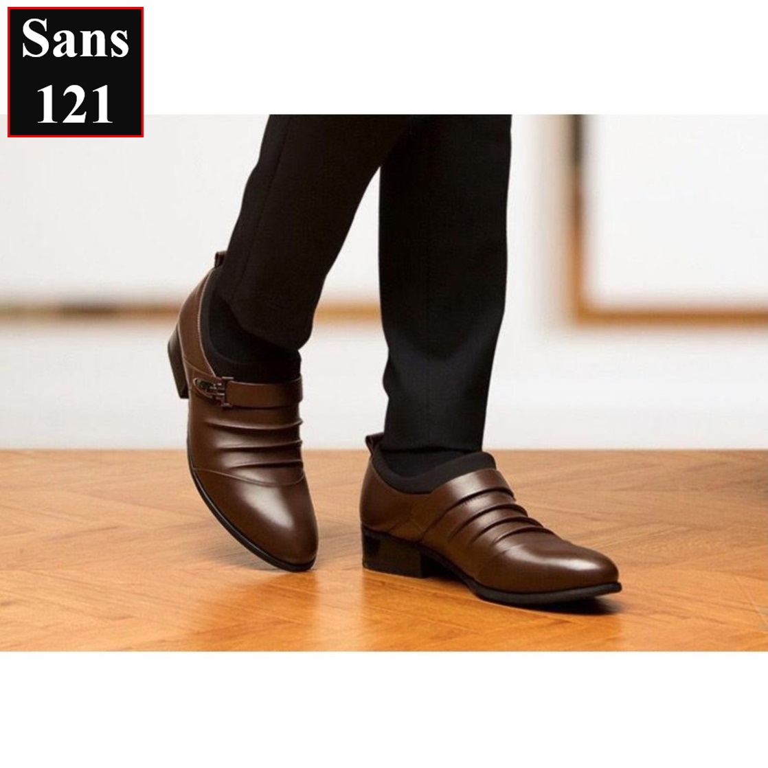 Giày da nam cao cấp Sans121 giầy tây không dây đen nâu trắng bigsize size lớn 43 44 45 46 47 48 nhỏ 37 38 39 40 41