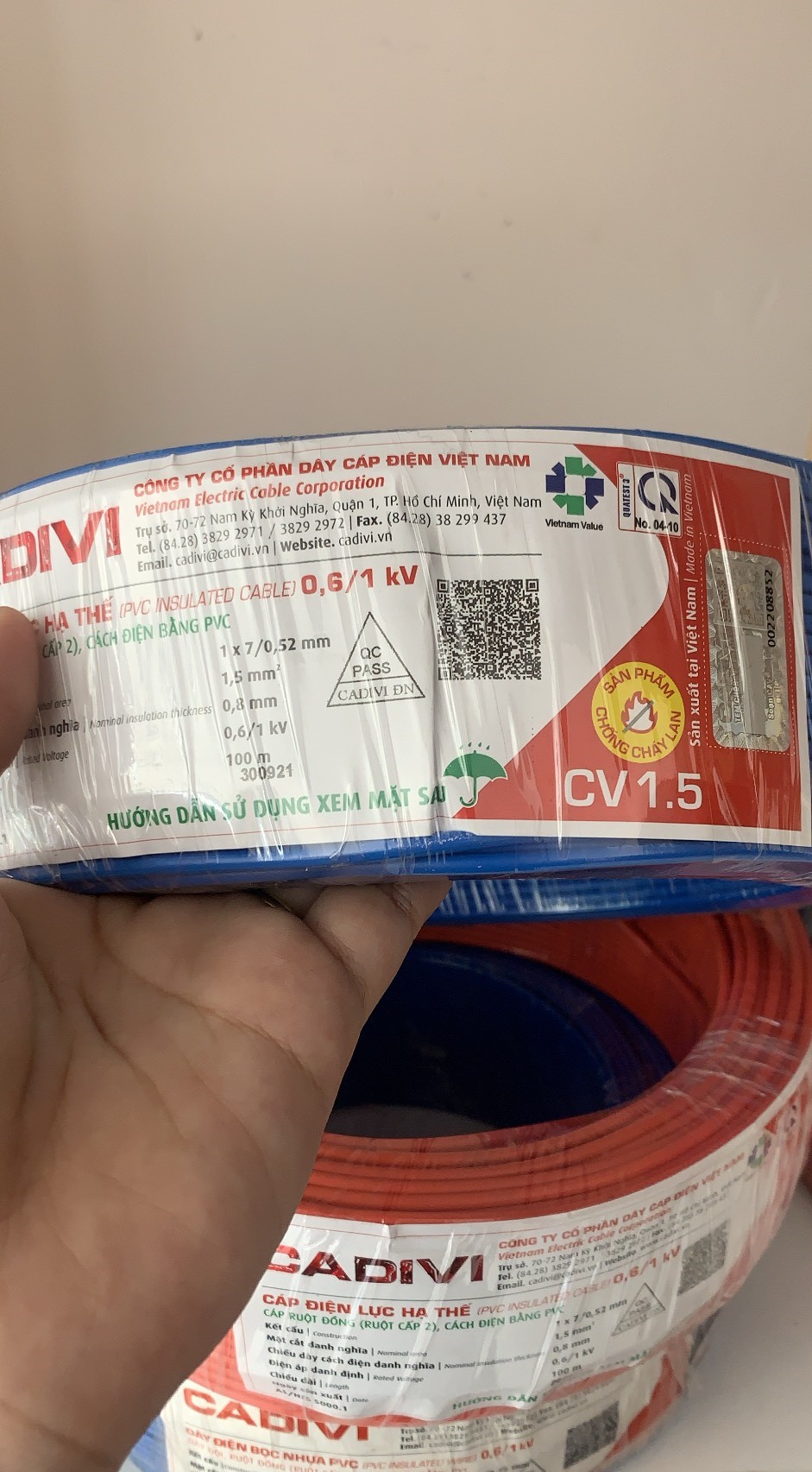 [HCM]DÂY CÁP ĐIỆN ĐƠN CADIVI CV 1.5(100m)
