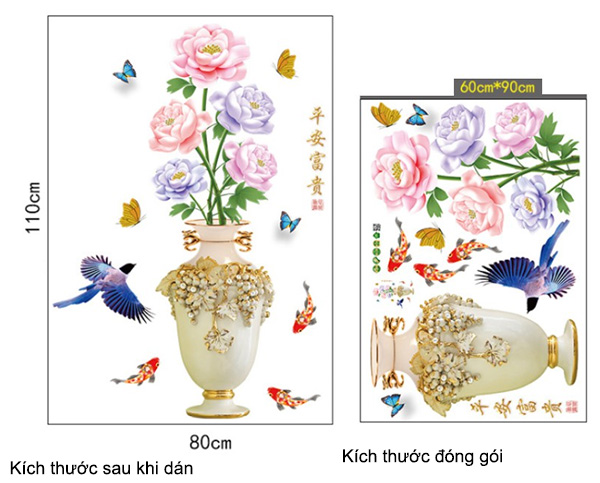 [HCM]DECAL DÁN TƯỜNG SEN HỒNG VÀ CÁ CHÉP