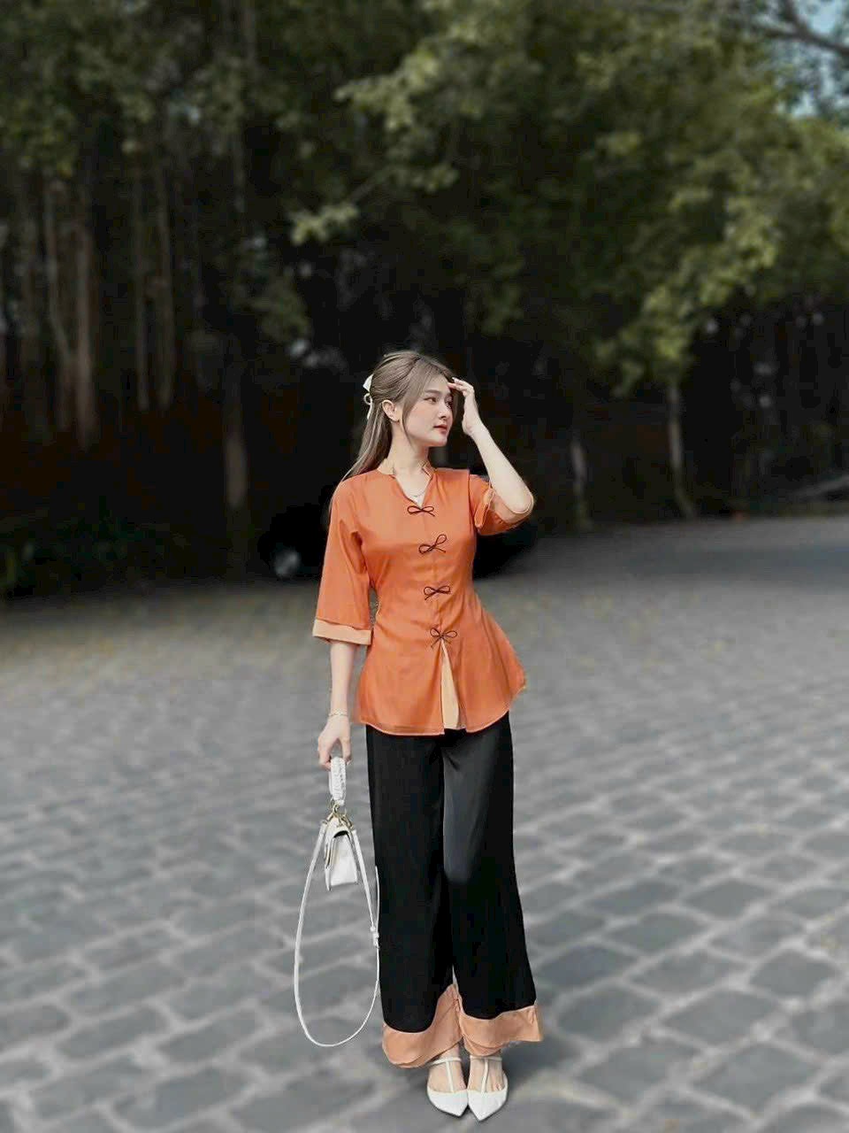 Sét bà ba cổ tàu nút mây