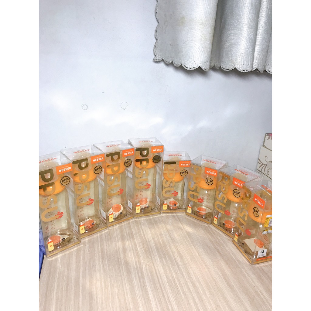 [MẪU MỚI] Bình sữa PPSU Wesser cổ hẹp 60-140-250ML