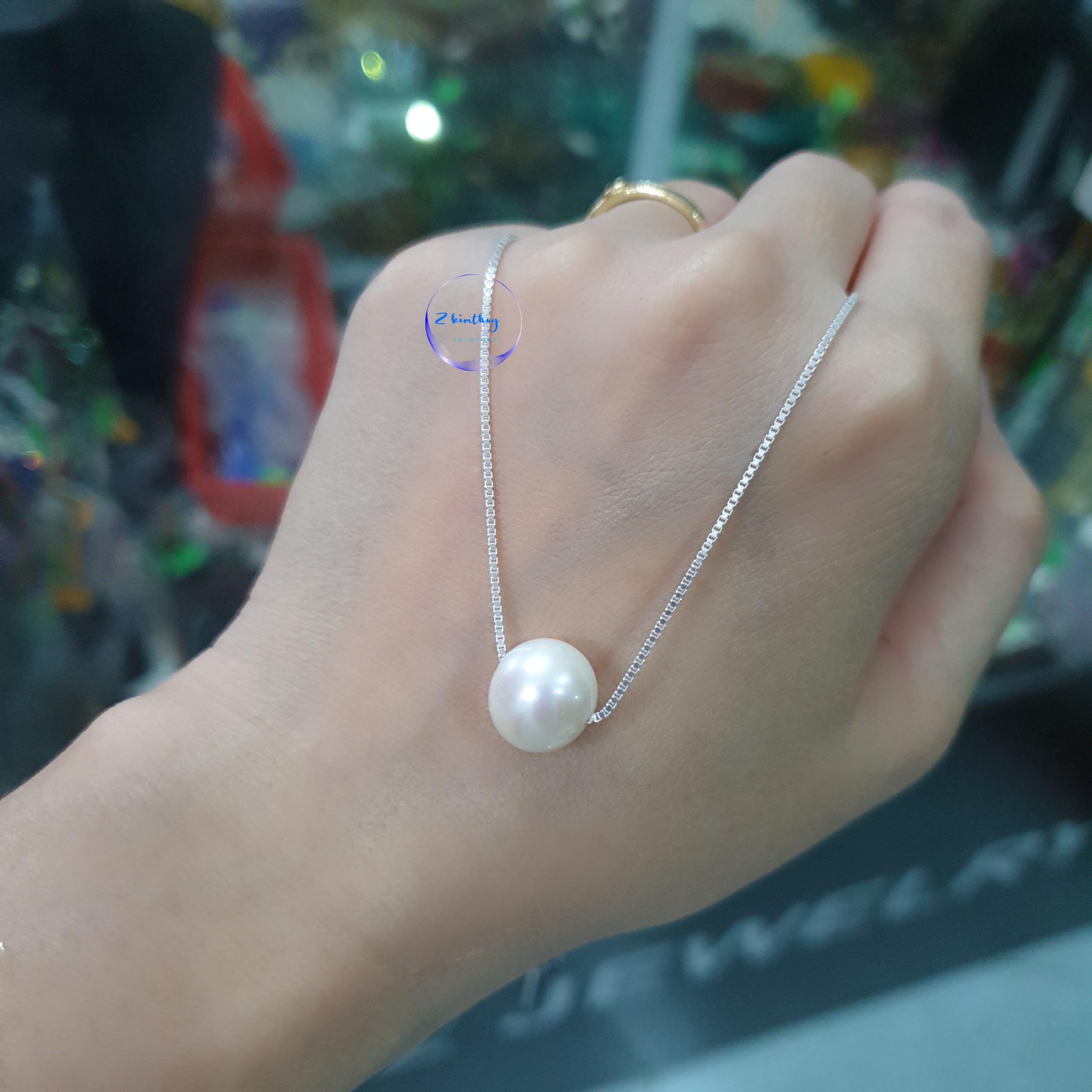 Dây chuyền Bạc Ngoc trai thật nước ngọt