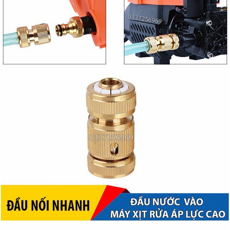 [HCM]Bộ Nối Nhanh Bằng Đồng -Đầu Vào -Cho Máy Rửa Xe  Máy Xịt Cao Áp -03