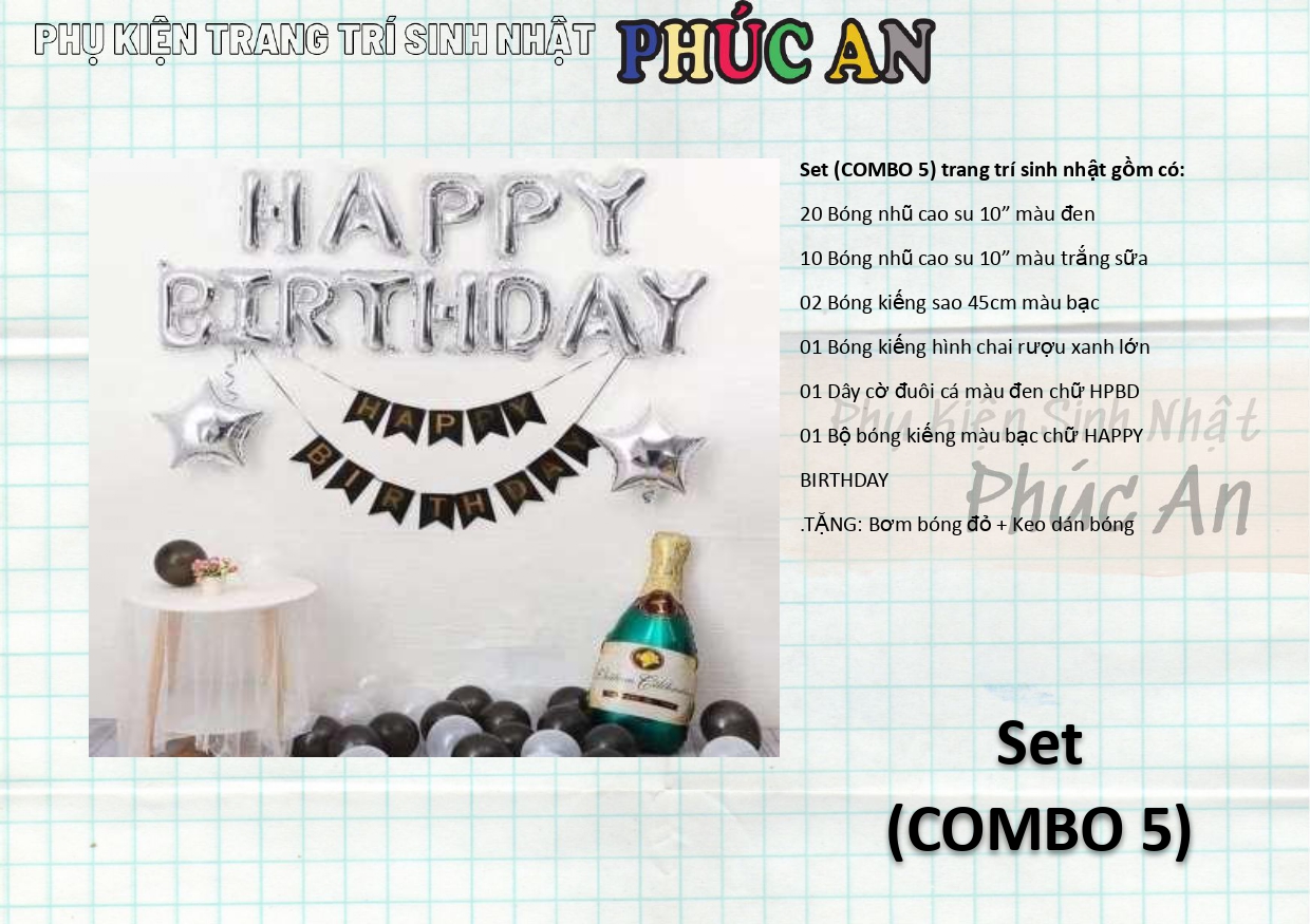 [Ảnh thật] Set trang trí sinh nhật Hàn Quốc HPBD (COMBO 42)