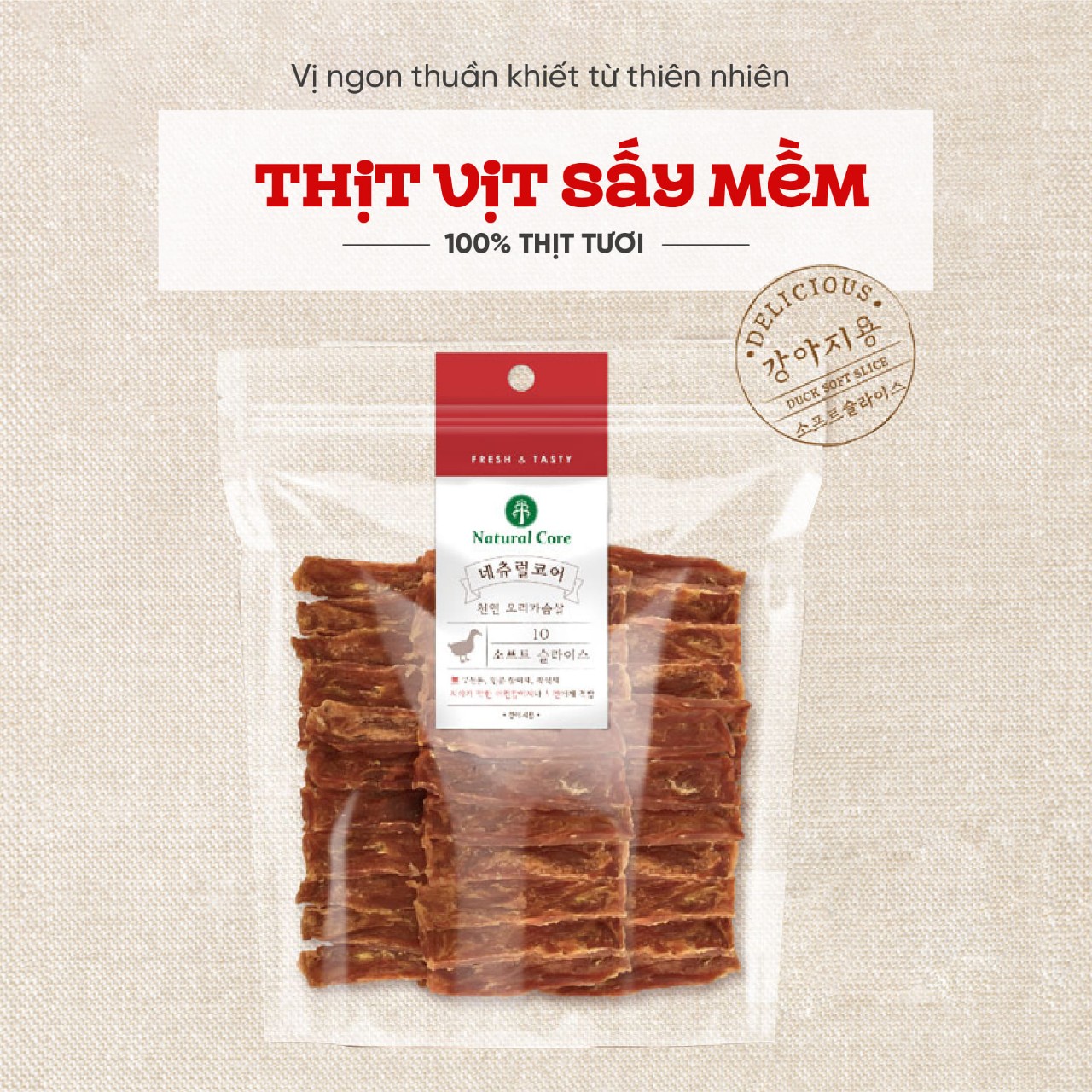[NATURAL CORE] Thịt Gà, Vịt Sấy Mềm - Snack - Bánh Thưởng Cho Chó