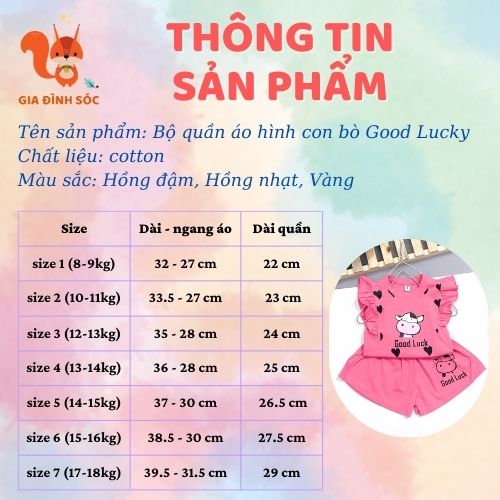 Bộ quần áo hình con bò GOOD LUCK