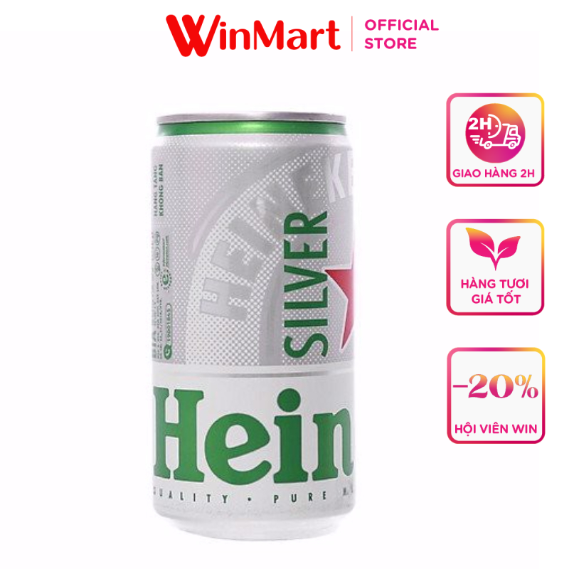 -Bia Heieken Silver lon cao 250ml