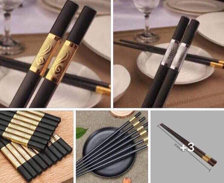 Combo 30 đôi Đũa Hợp Kim Mạ Vàng Hàn Quốc Cao Cấp