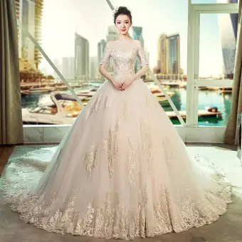 Koleksi Taobao Dress Wanita Istana Utama Gaun Resepsi Gaun Pengantin Pengantin Wanita 2019 Model Baru Retro Gaya Perancis Menikah Terlihat Langsing