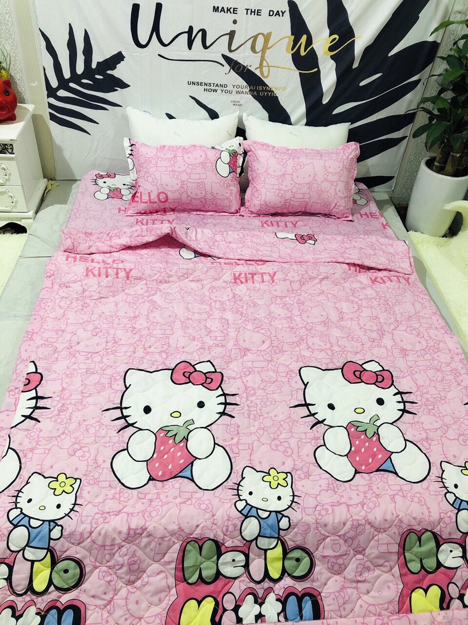 [ RẺ VÔ ĐỊCH ] Set 5 món chăn hè ga chun poly cotton (chăn, ga, gối, vỏ ôm)