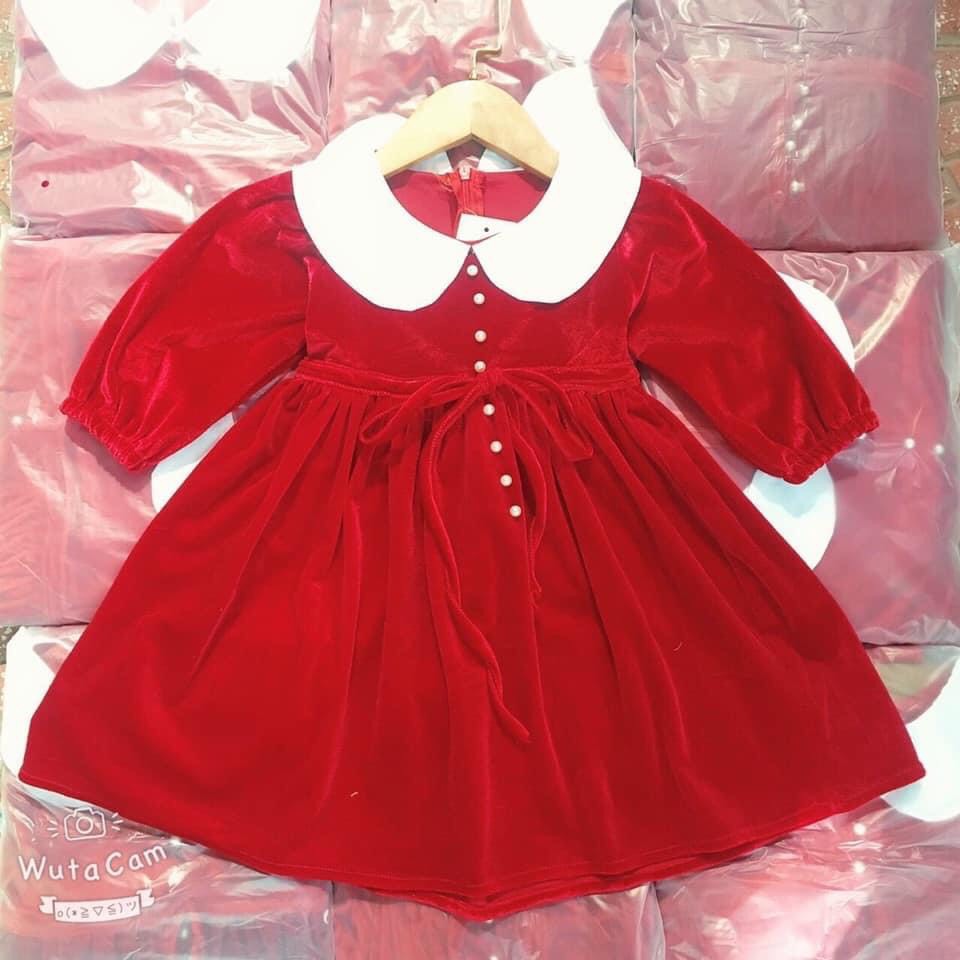 Váy nhung đỏ diện noel cho bé gái