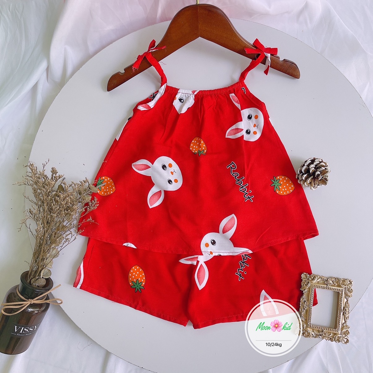 Bộ lanh mát mẻ 2 dây 4 màu cho bé gái