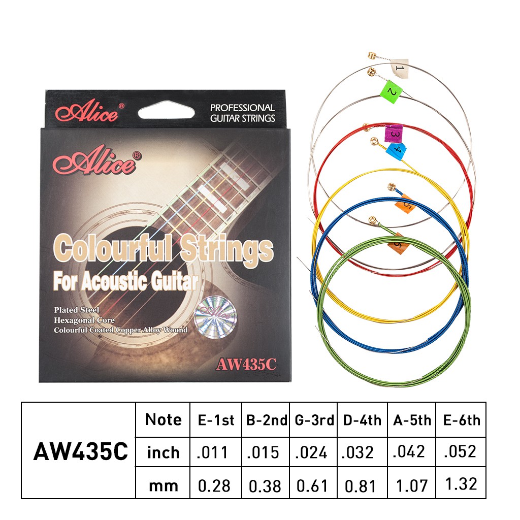 Dây Đàn Guitar Acoustic Alice AW435C nhiều màu chính hãng