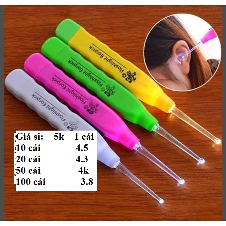 TKVT20159- Lấy ráy tai có đèn phát sáng vì giấy (1 set có 3 đầu thay nhau)