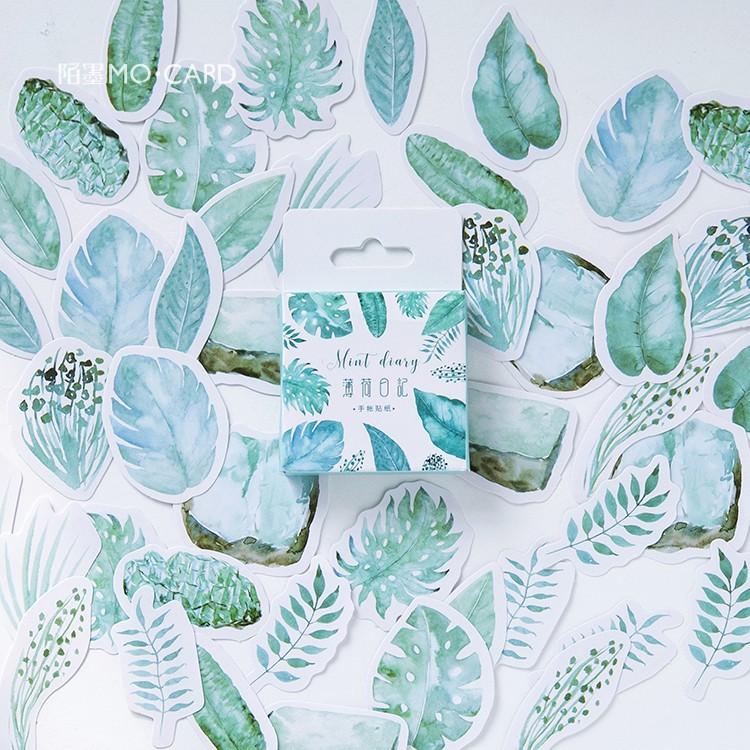 [HCM]Hộp 45 sticker Lá Cây trang trí planner scrapbook