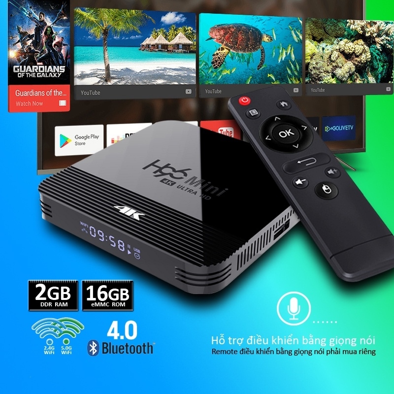 ✶  Android Tivi Box Phiên Bản 2G Ram Và 16G Bộ Nhớ Trong Tivi Box 4K Sắc Nét Bào Hành 1 Năm H96MINIH8 Tv Box