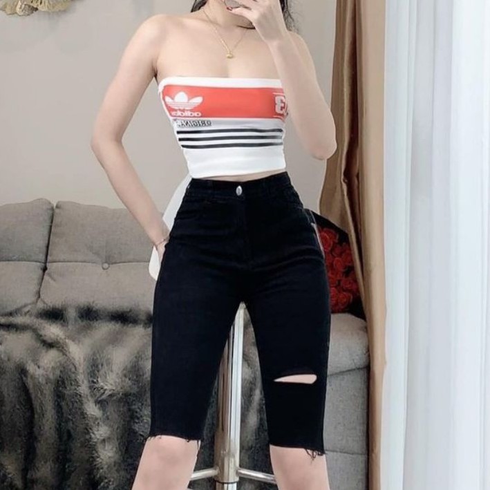 Quần Lửng Ngố Kaki Rách Đùi Lưng Cao🍓
