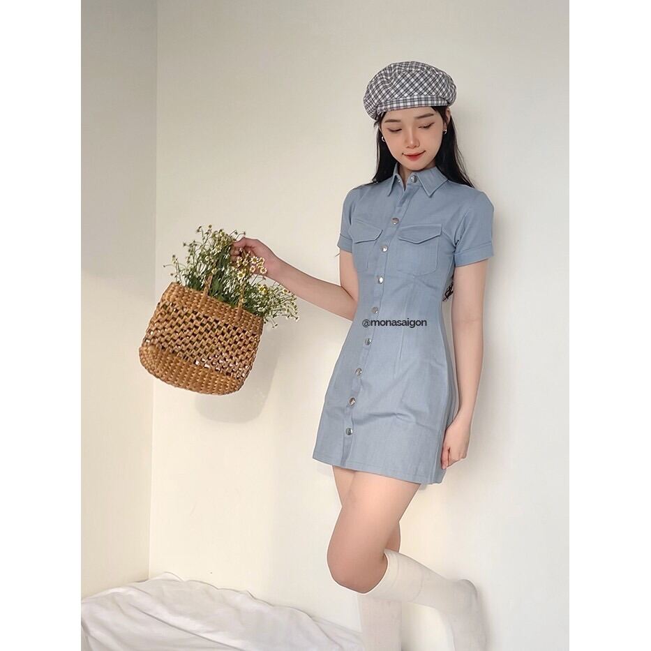 [VOUCHER 12%/149K] Đầm sơ mi kaki MONÁ - HEBE TRẮNG