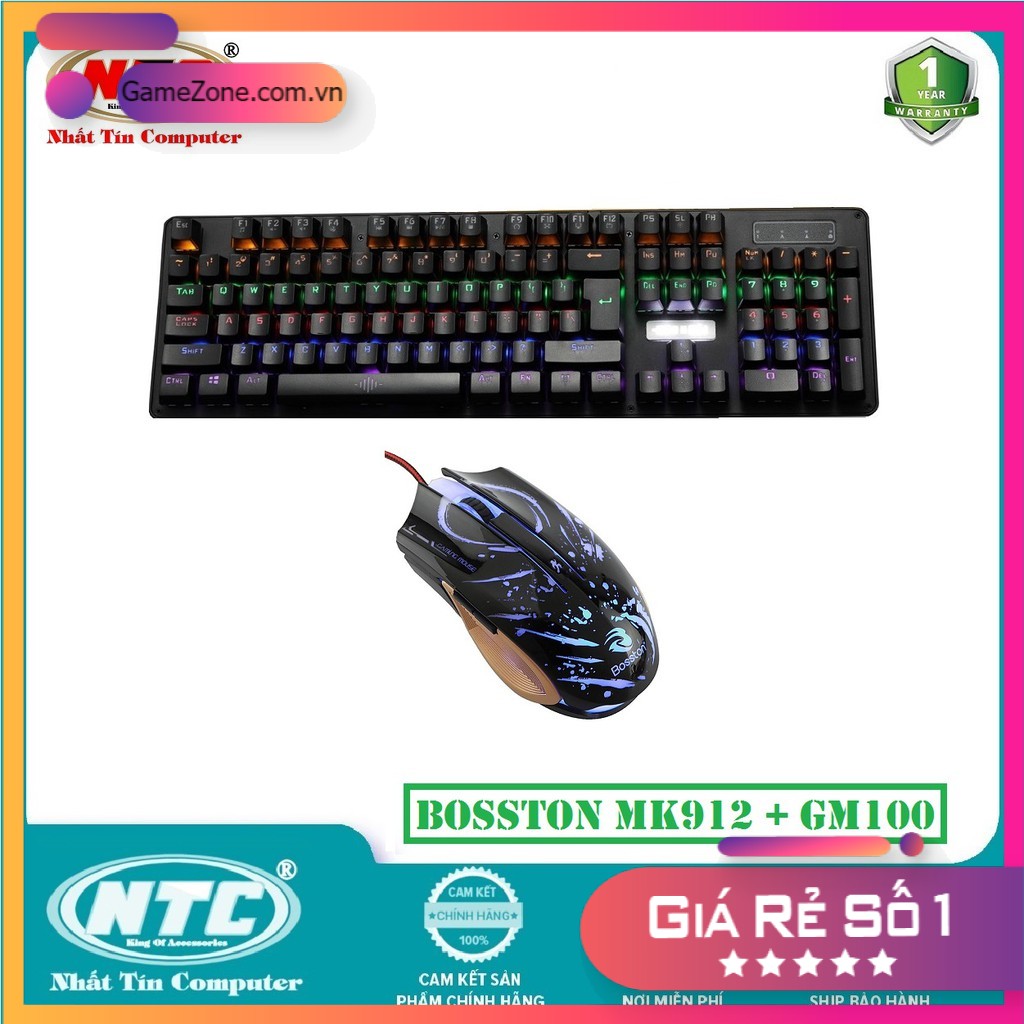 Bàn phím cơ chuyên game Blue Switch Bosston MK912A