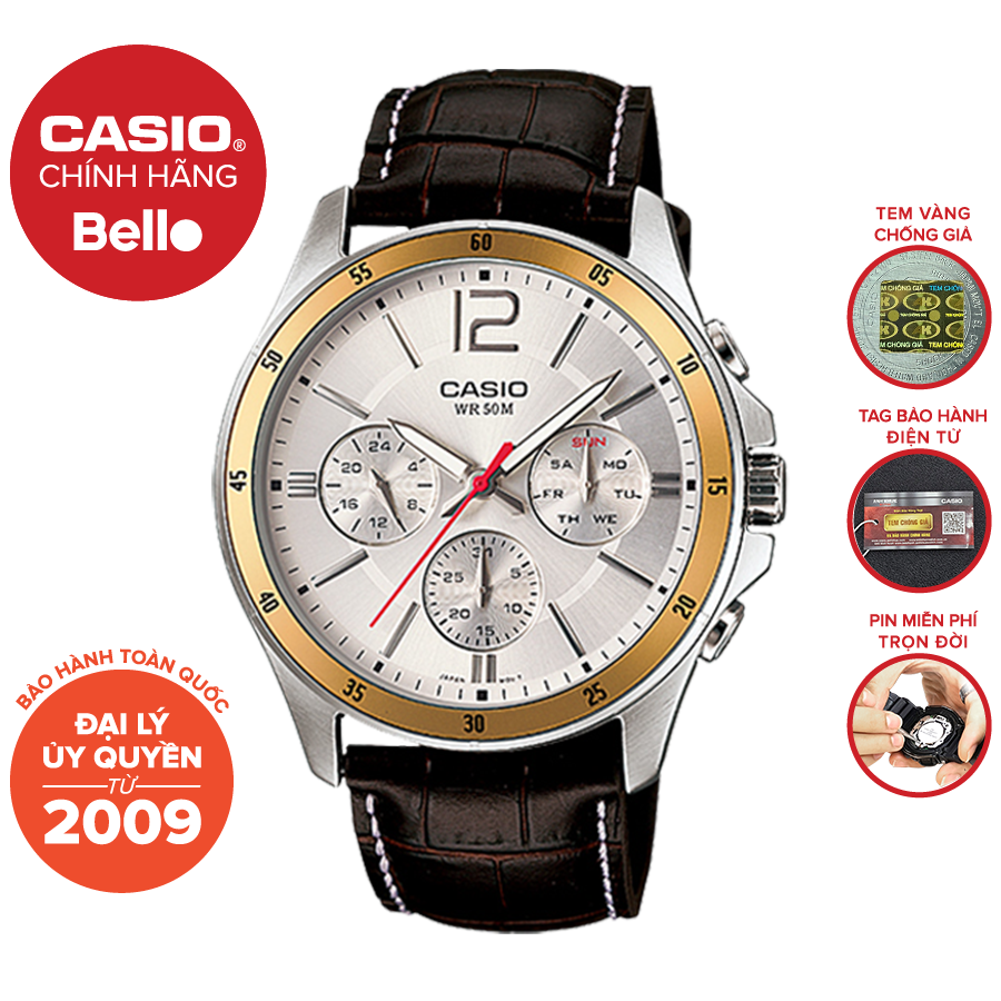 Đồng hồ Casio Nam MTP-1374L-7A chính hãng giá rẻ - Bảo hành 1 năm - Pin trọn đời