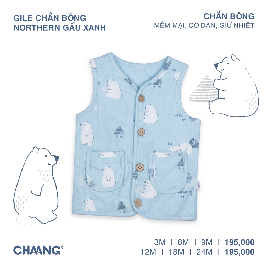 Áo gile trẻ em trần bông mềm mại cao cấp Northerm Chaang