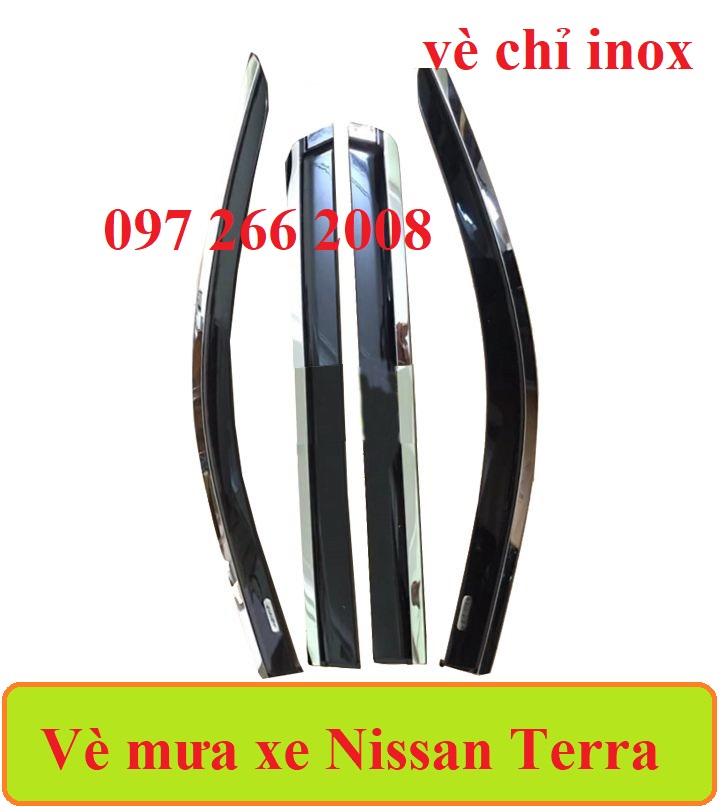 Vè che mưa xe nissan terra 2018- 2019 2020 2021 2022 - vè chỉ inox cao cấp