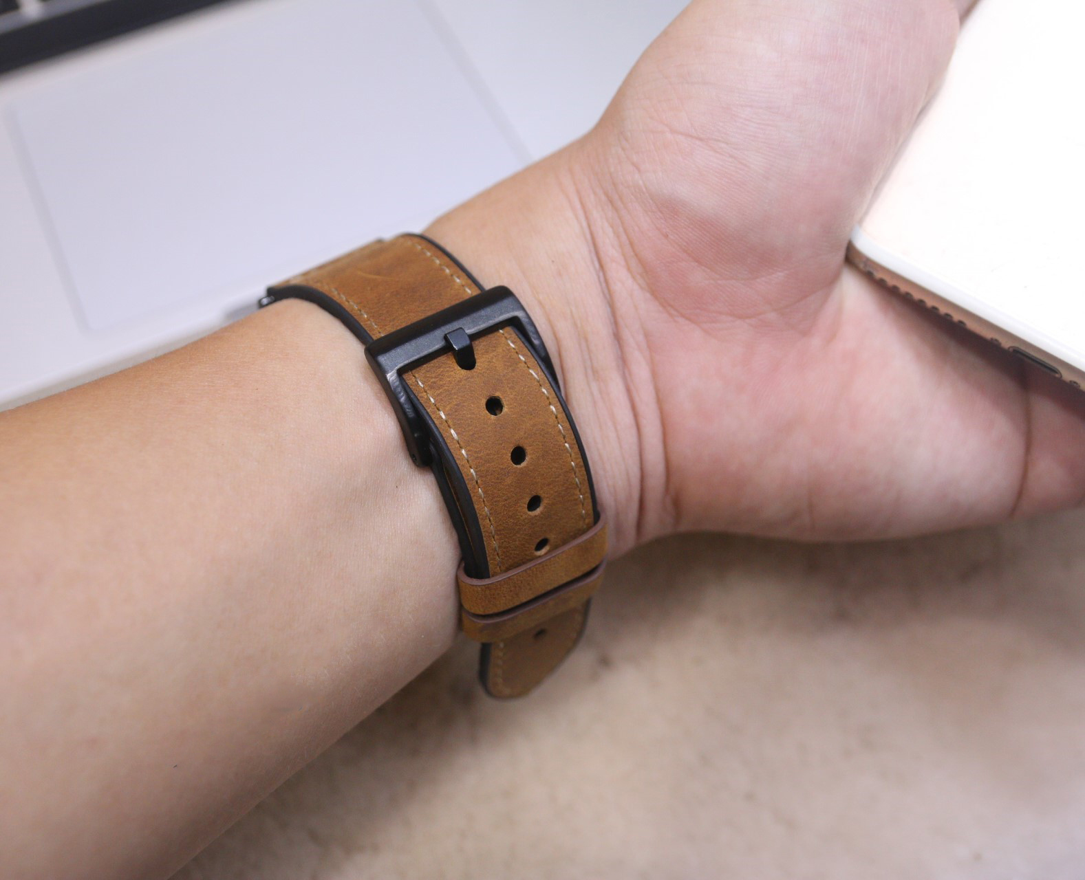 [ Kèm Hộp ] Dây da sáp dầu Vintage thay thế cho Apple watch