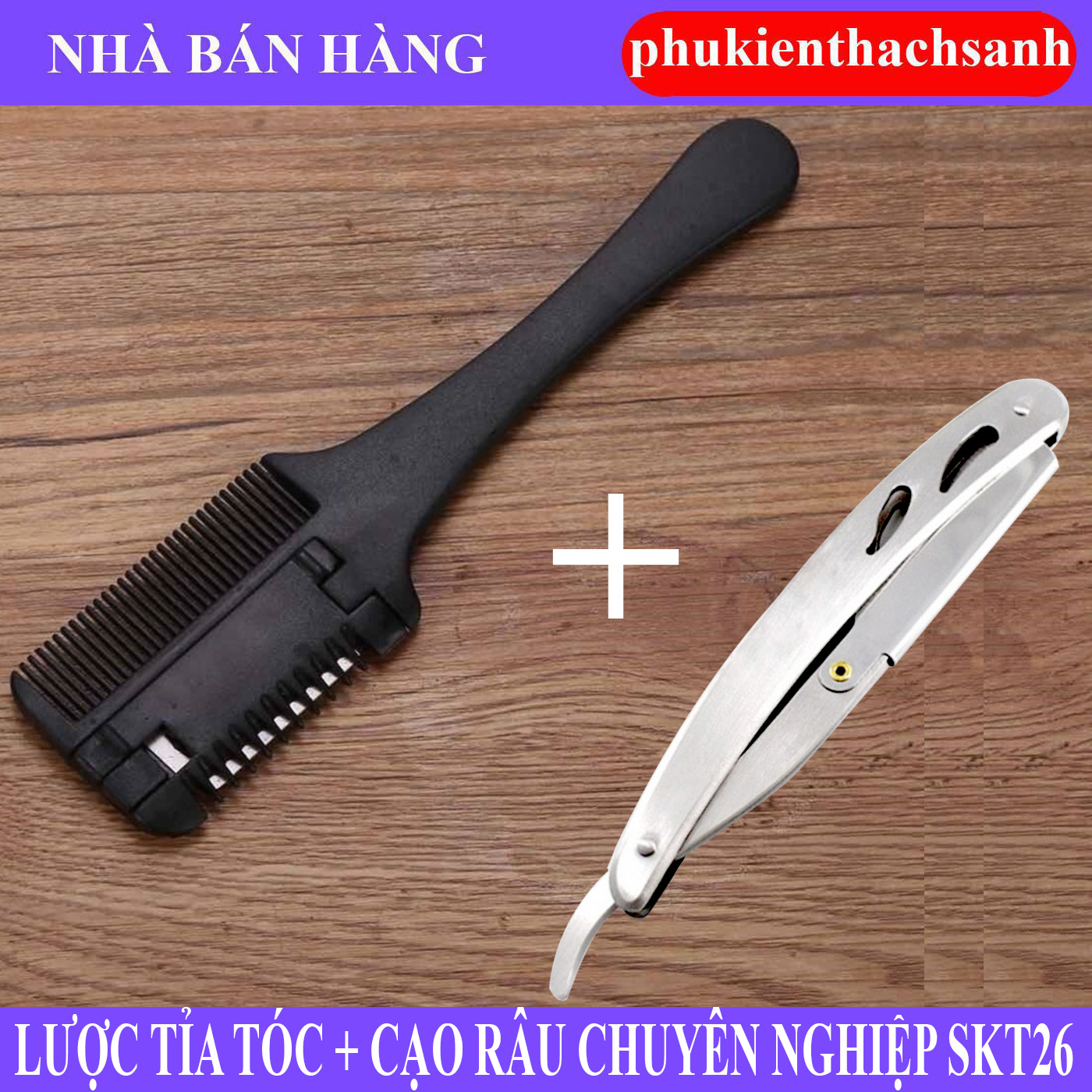 Bộ combo Lược tỉa tóc VS + Dao cạo râu chuyên nghiệp SKT26