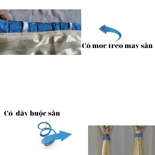 Rèm cửa Sổ Vải Phi Bóng Màu Xanh Dương