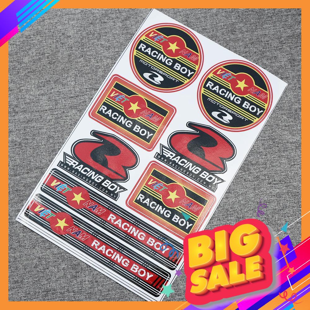 Bộ tem logo, tem giấy logo Việt Nam Racing Boy nhiều màu sắc đa dạng mẫu mới