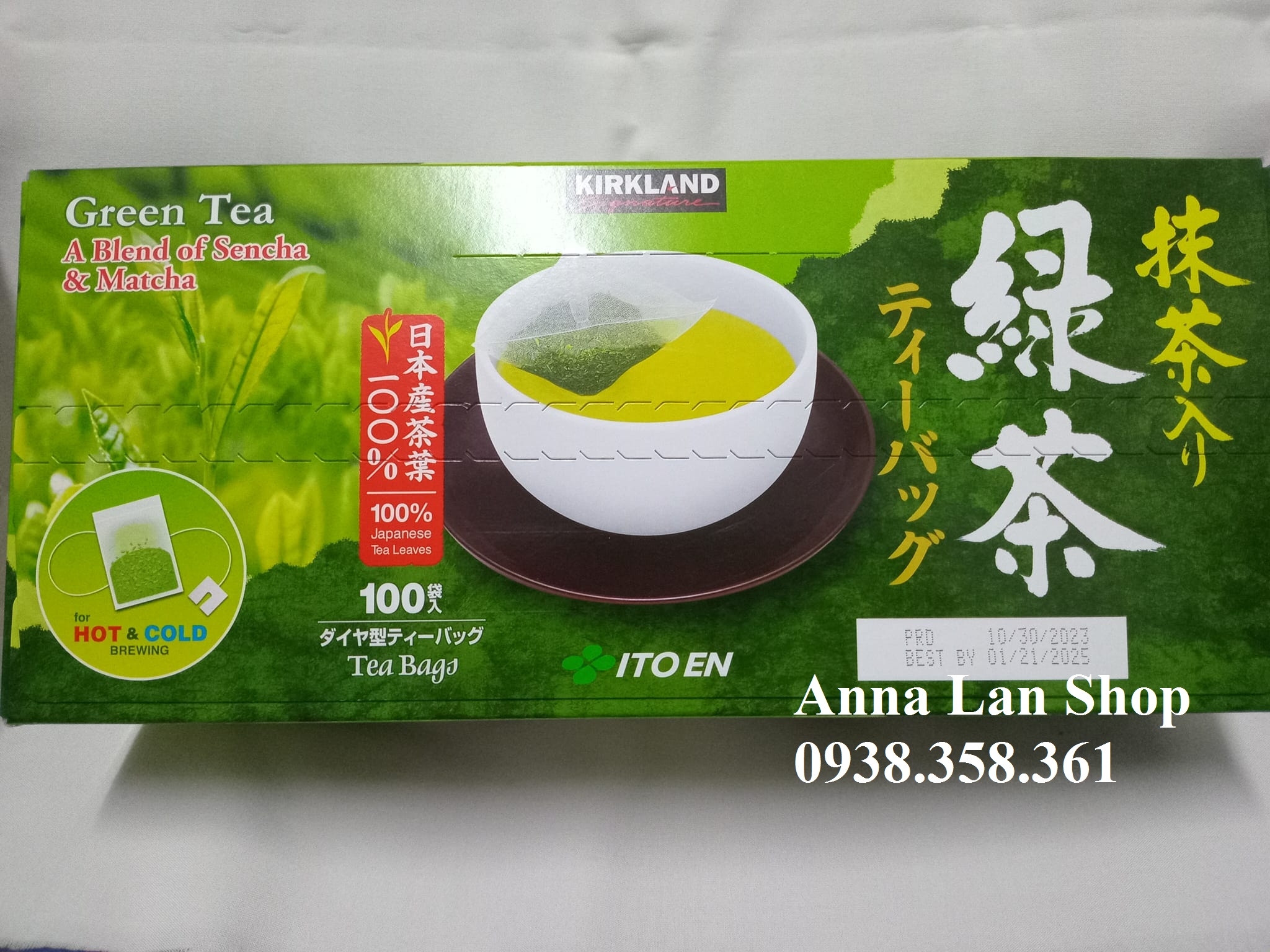 Trà Túi Lọc Kirkland Signature Green Tea Mỹ (100 Gói) (date 4/25)