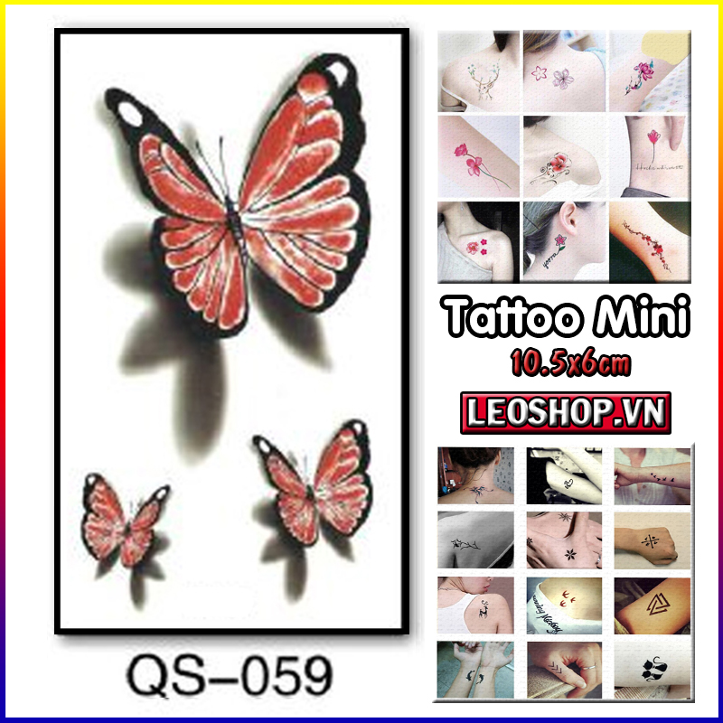 Hình xăm dán mini bướm 3d 10x6cm