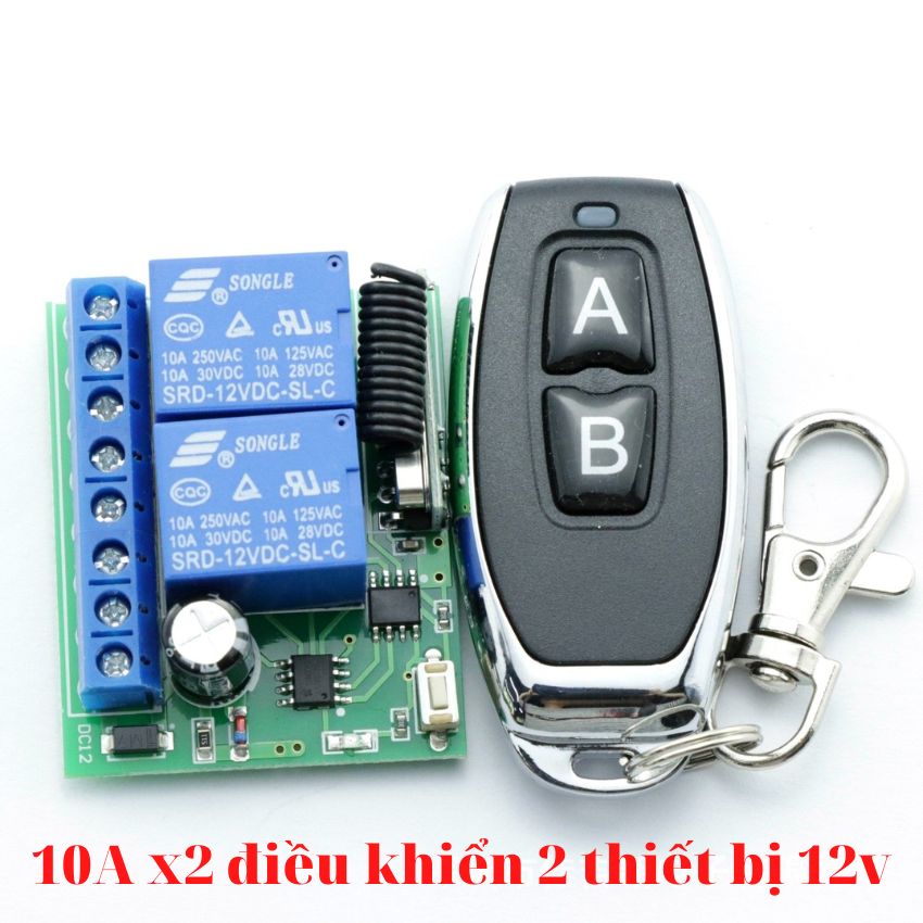 Bộ công tắc điều khiển từ xa 12v 2 kênh điều khiển từ xa 2 thiết bị