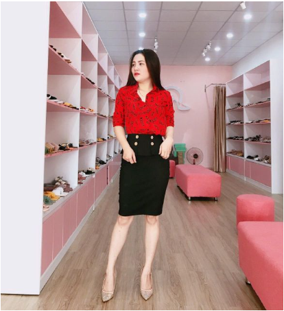chân váy công sở bút chì phối 4 cúc