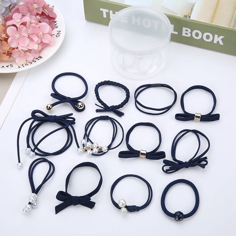 Hộp dây thun buộc tóc12 chi tiết cột tóc nhiều kiểu