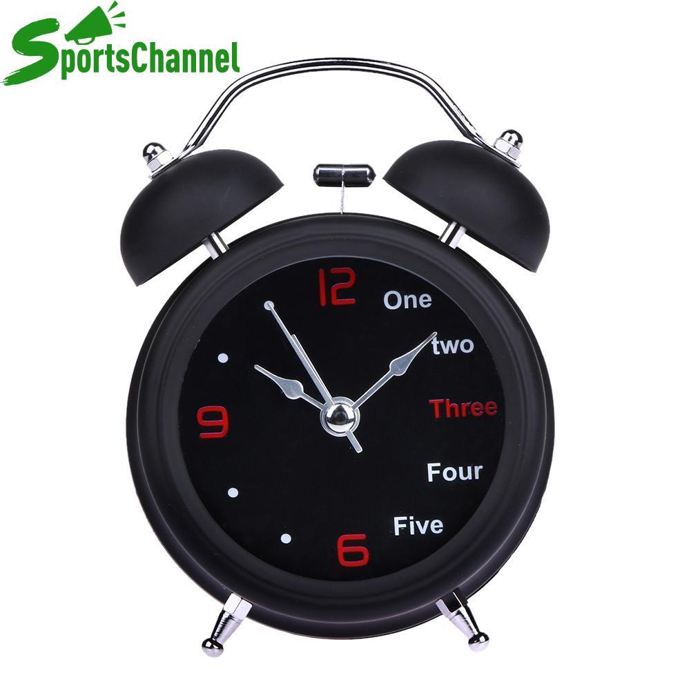 Sportschannel Ngôi Nhà hạnh phúc Số/Tiếng Anh Hai Chuông Để Bàn Đồng Hồ Báo Thức Để Bàn (Đen)-quốc tế