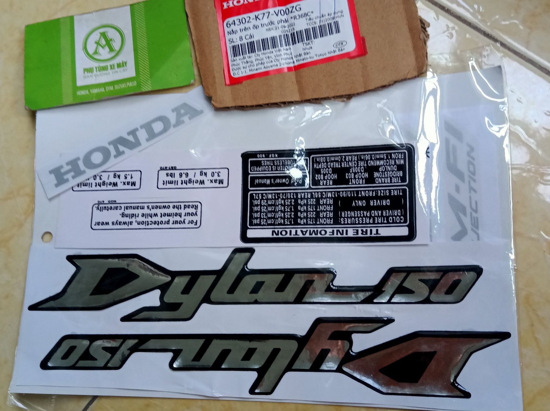 BỘ TEM THÔNG SỐ DYLAN CHUẨN zin