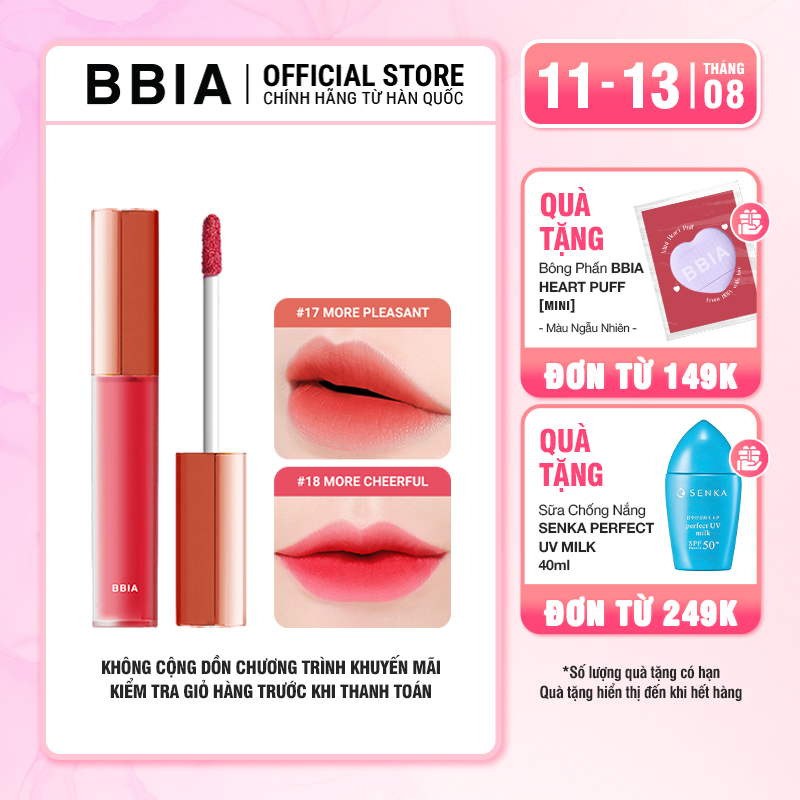 [Version 4] Son kem lì bền màu, mịn như nhung BBIA Last Velvet Lip Tint 5g