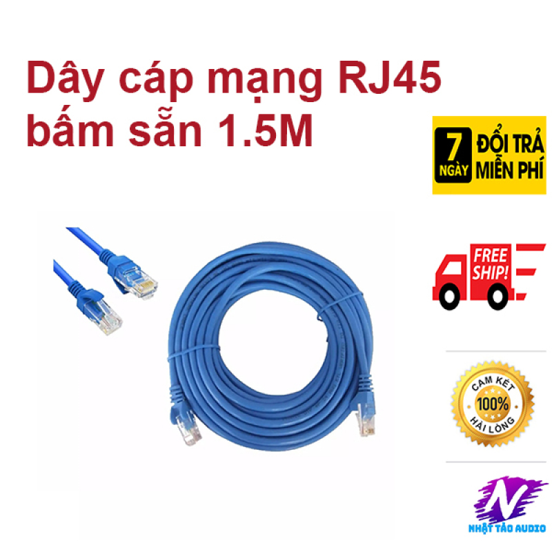 Bảng giá Dây Cáp Mạng Lan wifi Internet Bấm Sẵn 2 Đầu RJ45 dài 1,5M màu xanh giá rẻ Phong Vũ