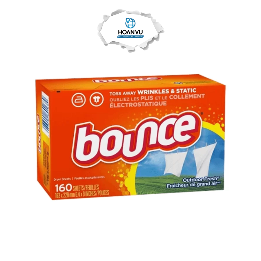 Khăn giấy thơm Bounce 5in1 Dryer Sheets Outdoor Fresh (160 tờ x 2)