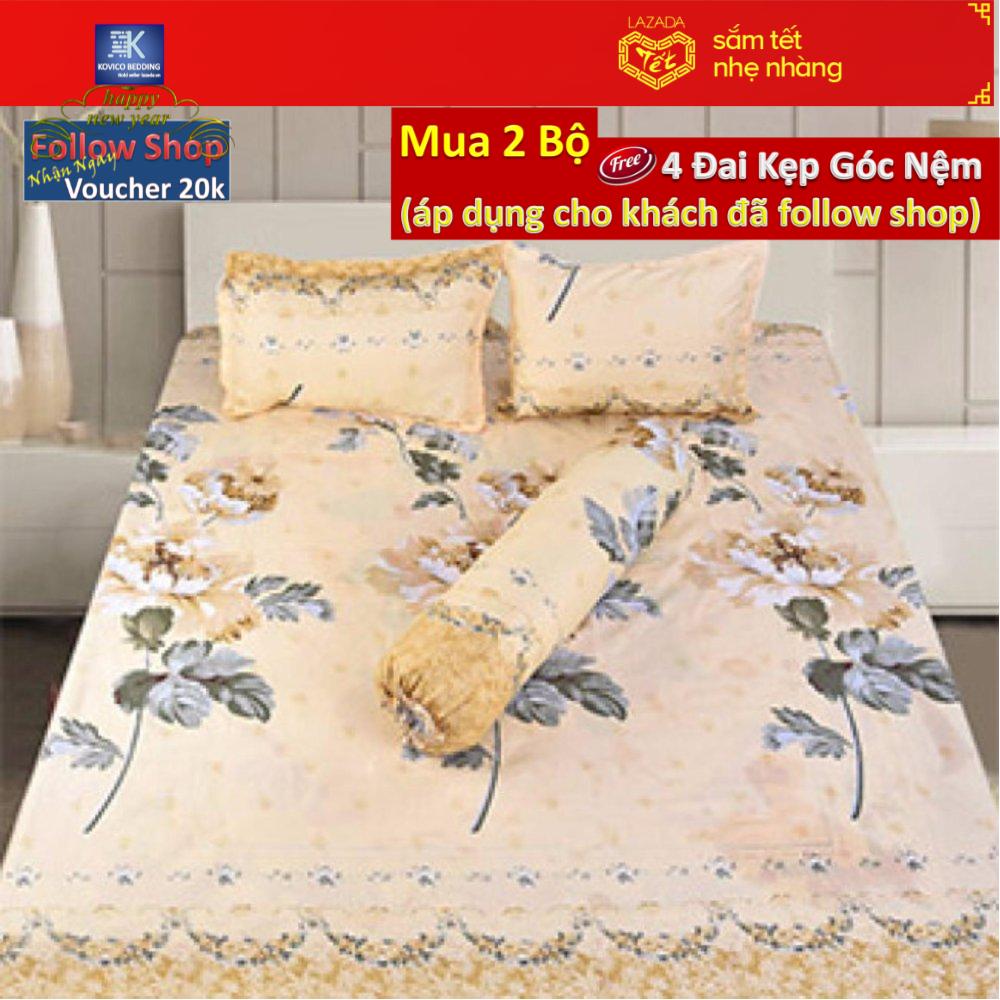 (FreeShip MAX) bộ ga chun 1m8x2m + 2 áo gối 45cmx65cm.