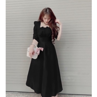 Đầm dự tiệc Bigsize(55-90kg) tay phồng cổ vuông siêu hack dáng