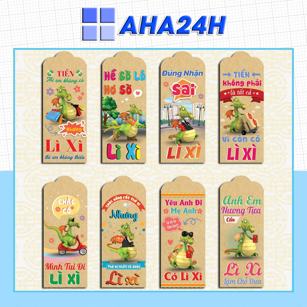 Set 1000 bao lì xì tết 2024 hình giáp thìn giao đủ mẫu (Mẫu 2)