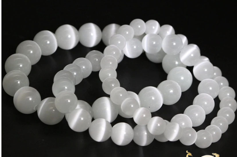 [HCM]Combo 2 Vòng tay đá Opal mắt mèo trắng 10ly - Vòng tay phong thủy cho người mệnh Kim - Thủy.