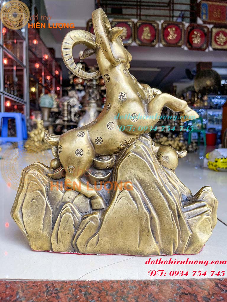 Tượng Tam Dương Bằng Đồng Phong Thủy Cao 30cm Nặng 3.6kg