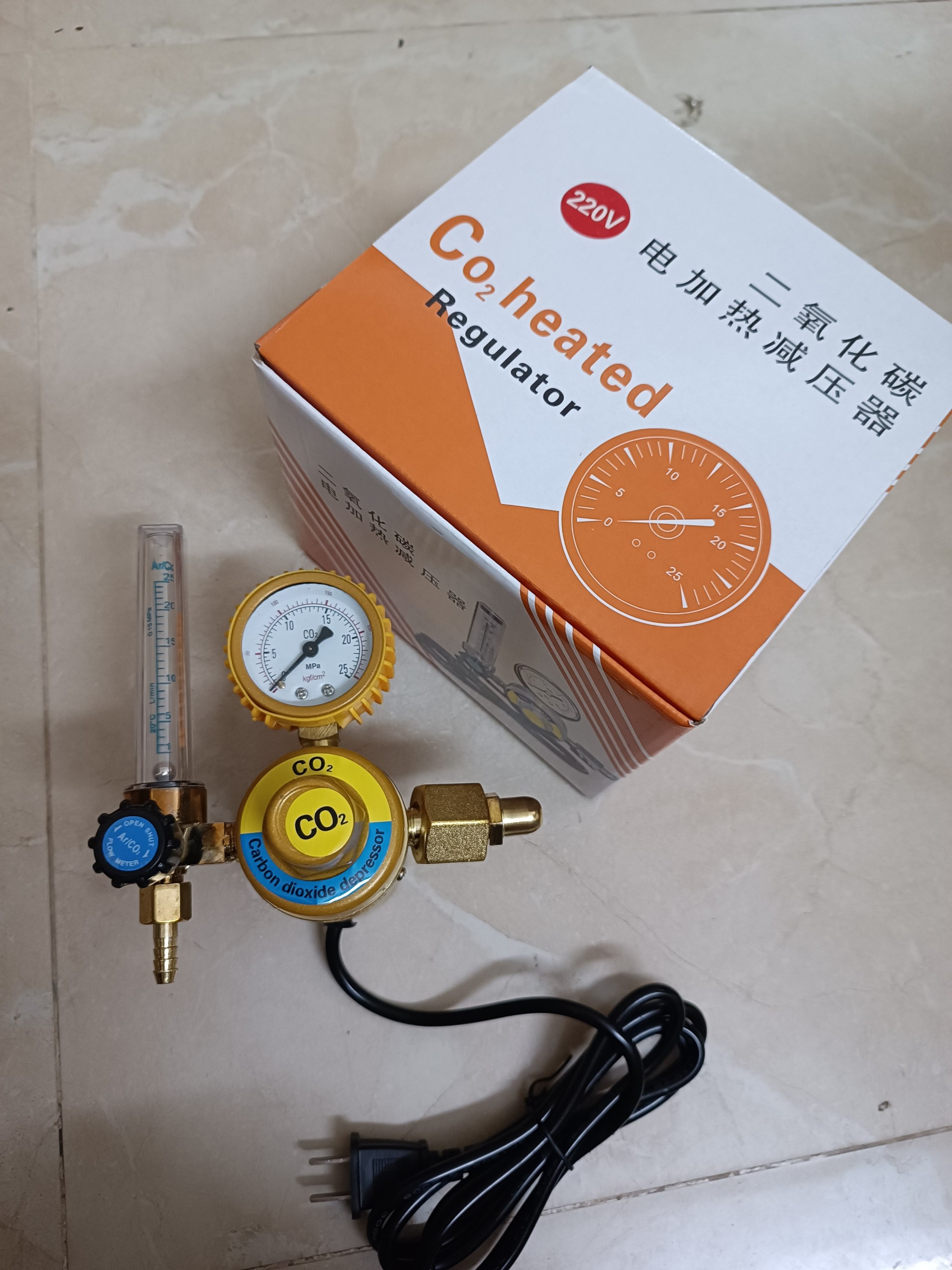 Đồng hồ khí CO2 36V - 220V dùng cho máy hàn mig