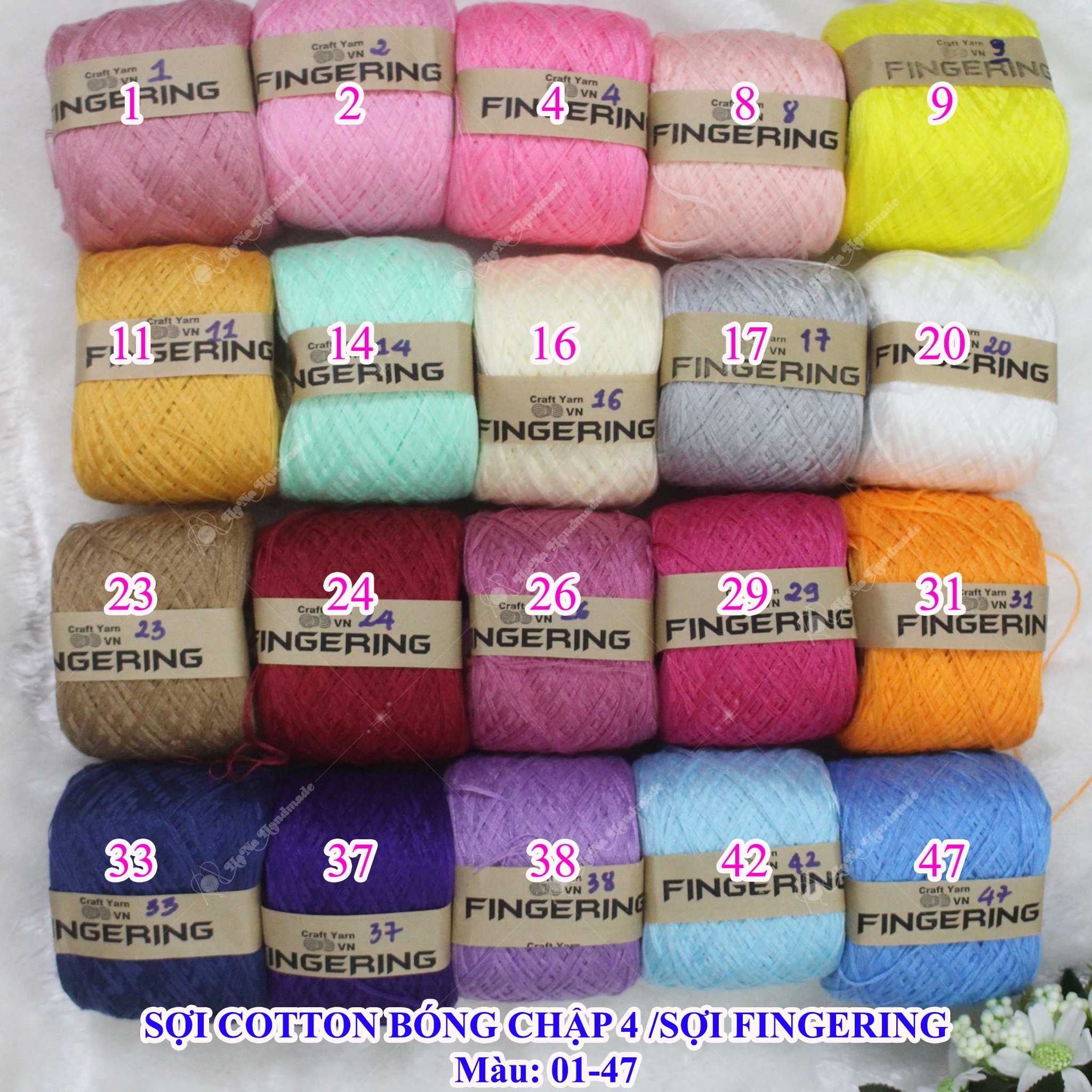Cotton bóng chập 4/ sợi fingering 17k/cuộn
